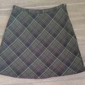 VTG The Limited Womens Green/Brown Plaid Italian Wool Mini Skirt Sz 2 Preppy Y2K